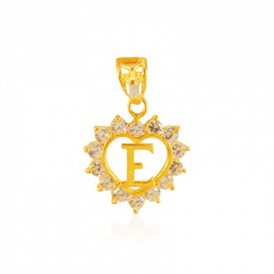 22Kt Gold Pendant with Initial (E) ( Initial Pendants )