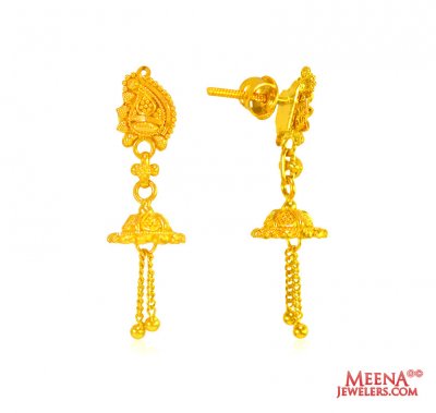 22 KT Gold Filigree Earrings ( 22 Kt Gold Tops )