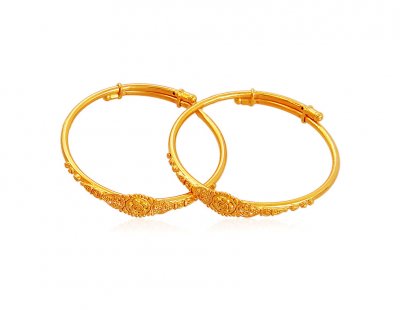 22k Gold Baby Kadas (2 Pc) ( Baby Bangles )