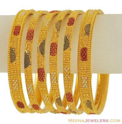 22Kt Gold Bangles (set of 6) ( Set of Bangles )