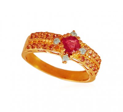 22k Ruby,Cz Stones Ladies Ring ( Ladies Rings with Precious Stones )