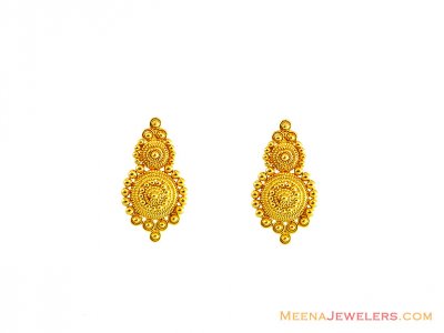 22K Gold Earrings  ( 22 Kt Gold Tops )