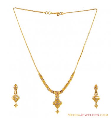 22K Filigree Two Tone Necklace Set ( Light Sets )