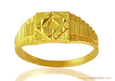 Fancy Diamond Style Ring 22k Gold ( Mens Gold Ring )