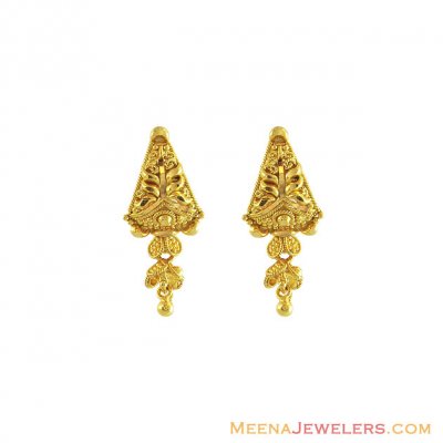 Fancy Filigree Earrings 22K ( 22 Kt Gold Tops )