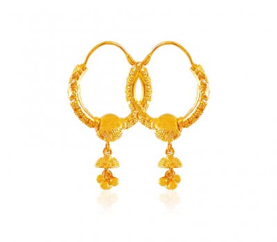 22K Gold Filigree Hoops ( Hoop Earrings )