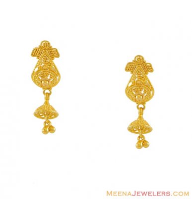 22K Designer Hanging Earrings ( 22Kt Gold Fancy Earrings )