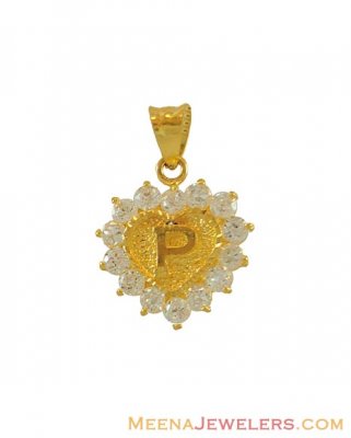 Gold Pendant with Initial(P) ( Initial Pendants )