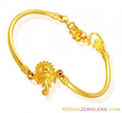 Gold Ganpati Baby Bangle Bracelet ( 22Kt Baby Bracelets )