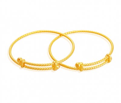 Adjustable 22K Gold Kids Kada (2PC) ( Baby Bangles )