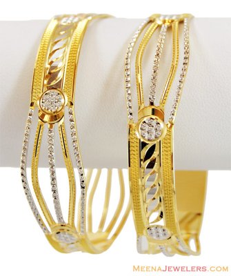 Designer 2 Tone Rhodium Bangles 22k ( Two Tone Bangles )