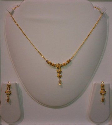 22K Two Tone Necklace Set ( Light Sets )