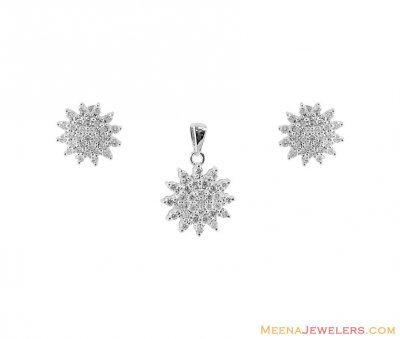 18K White Gold Diamond Pendant Set  ( Diamond Pendant Sets )