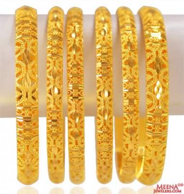 22KT Gold Bangles Set (6 PCs) ( Set of Bangles )