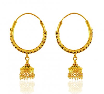 22K Gold Meenakari Hoops ( Hoop Earrings )