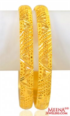 22Kt Gold Machine Cut Bangles(2Pcs) ( Gold Bangles )