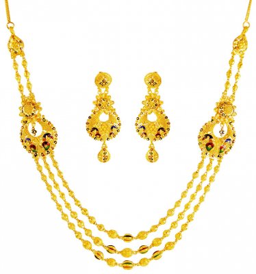 22K Gold Layered Necklace Set ( 22 Kt Gold Sets )