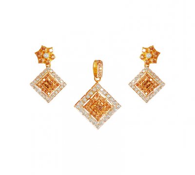 Gold CZ pendant set ( Fancy Pendant Set )