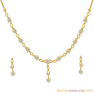 22k Signity Necklace Set ( Gold Designer Sets )