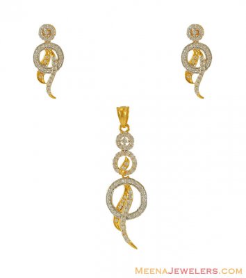 22k Signity Two Tone Pendant Set ( Fancy Pendant Set )