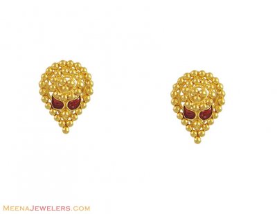 22K Gold Meenakari Earrings ( 22 Kt Gold Tops )