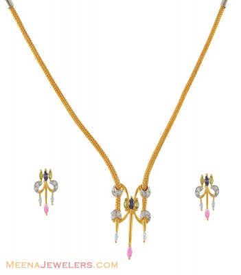 22Kt Signity Necklace Set ( Gold Designer Sets )