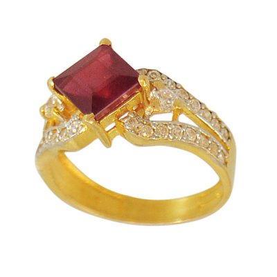 22k Ruby,Cz Stones Ladies Ring ( Ladies Rings with Precious Stones )