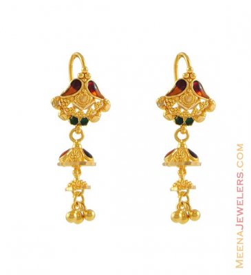 Gold Chandelier Earrings ( 22Kt Gold Fancy Earrings )