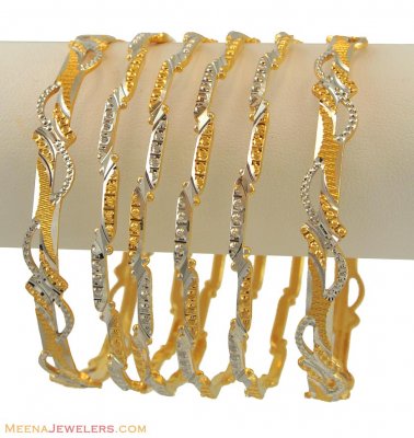 22k Two Tone Bangles Set(6 pcs) ( Two Tone Bangles )