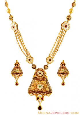 22K Gold Antique Necklace Set ( Antique Necklace Sets )