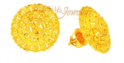 22Karat Gold Earrings with Filigree  ( 22 Kt Gold Tops )