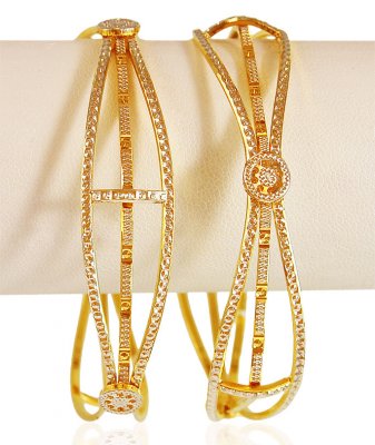 22k Gold Rhodium Plated Bangles (2 PCS) ( Two Tone Bangles )