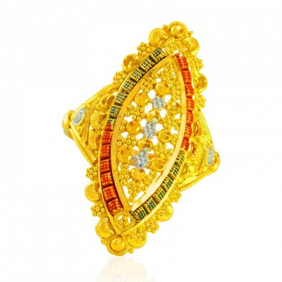 22 Karat Gold Three Tone  Ring  ( Ladies Gold Ring )