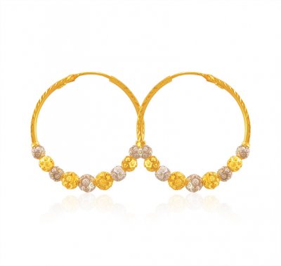 22kt Gold Two Tone Bali for Ladies ( Hoop Earrings )