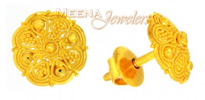 22Karat Gold Earrings with Filigree  ( 22 Kt Gold Tops )