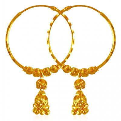 22K Gold Balls Hoop Earrings ( Hoop Earrings )