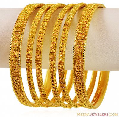 (6 Pcs) Filigree Bangles Set 22k  ( Set of Bangles )