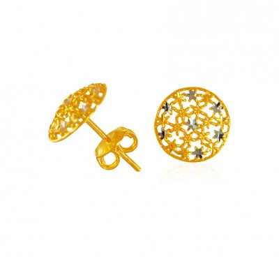 22Karat Gold 2 Tone Earrings ( 22 Kt Gold Tops )