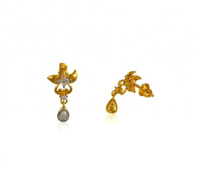 Designer 22K Gold Earrings ( 22 Kt Gold Tops )