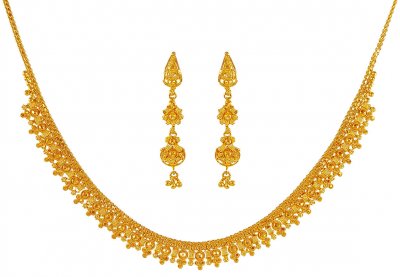 22K Gold Necklace Earring Set ( Light Sets )