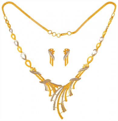 22 Karat Gold Two Tone Necklace Set ( Light Sets )
