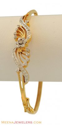 18k Gold Diamond Oval Bangle ( Diamond Bracelets )