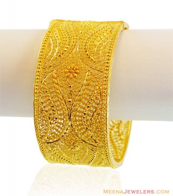 22K Gold Filigree Wide Kada - BaKa14914 - 22K gold filigree wide Kadas ...