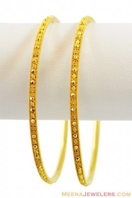 22k Fancy Gold Bangles (Pair) ( Gold Bangles )