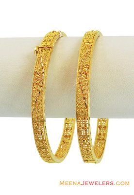 22k Gold Fancy Filigree Kada (2 Pc) ( Kadas )