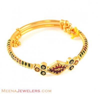 Gold Baby Bangle with MeenaKari ( Baby Bangles )