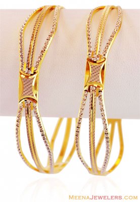 22K Gold Kada Set 2 Tone ( Two Tone Bangles )