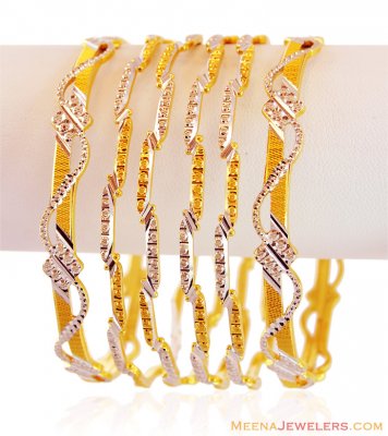 22K 2Tone Bangles Set (6 Pcs) ( Two Tone Bangles )