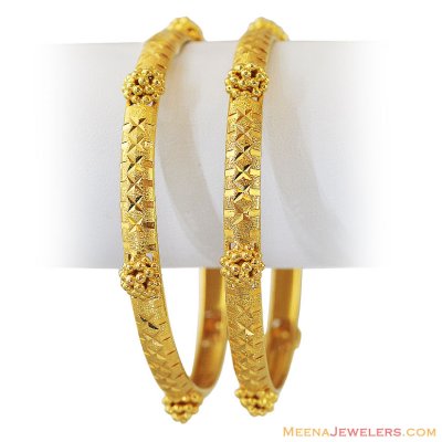 22k Gold Fancy (2 Pc) Bangles ( Gold Bangles )