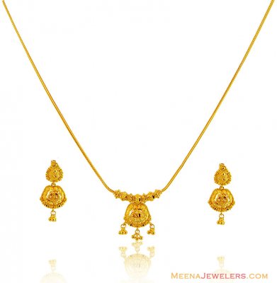 22K Filigree Gold Necklace Set ( Light Sets )